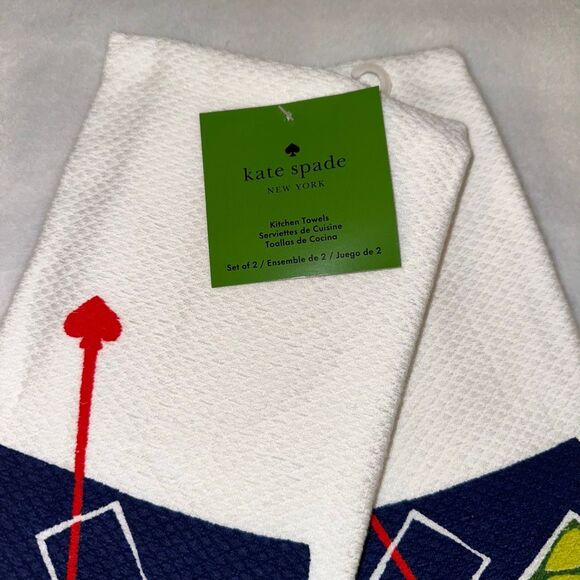 Kate Spade Colorful Drink Pattern Kitchen Dish Towels Set of 2 NWT - Picture 3 of 6